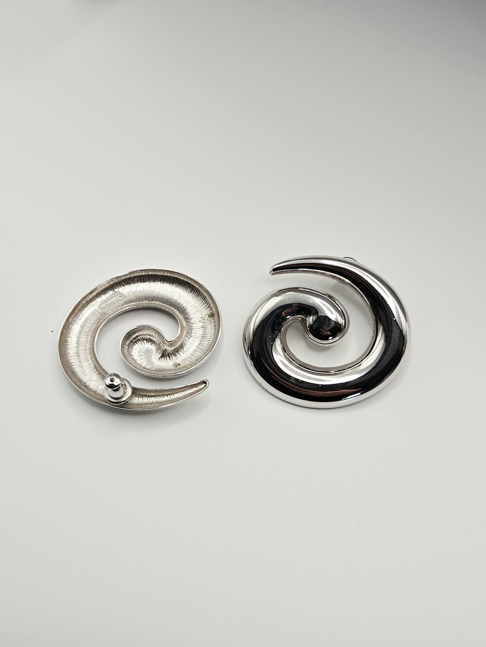 Monet Polished Silver Spiral Post Earrings - Picture 3 of 15
